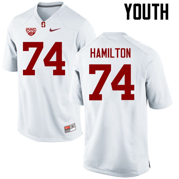 Youth Stanford Cardinal #74 Devery Hamilton College Football Jerseys Sale-White